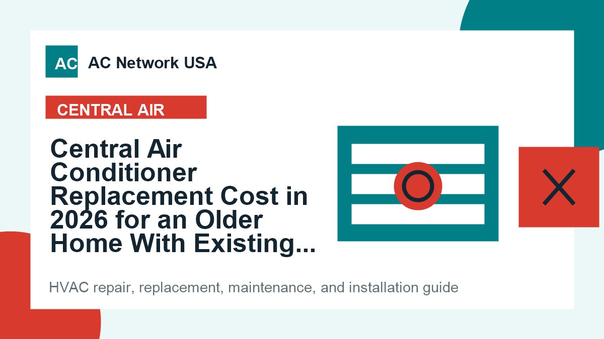 Central Air Conditioner Replacement Cost in 2026 for an Older Home With Existing Ducts illustrated HVAC guide