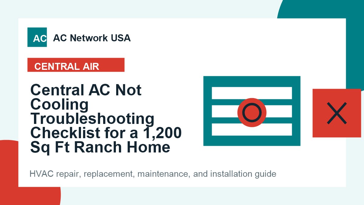 Central AC Not Cooling Troubleshooting Checklist for a 1,200 Sq Ft Ranch Home illustrated HVAC guide